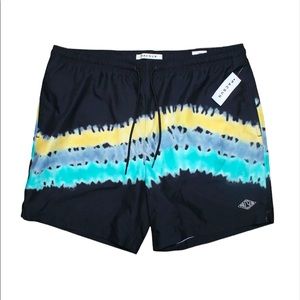 NWT Men's PacSun 17" Black Green & Yellow Tie-Dye Swim Trunks Shorts X-Large XL